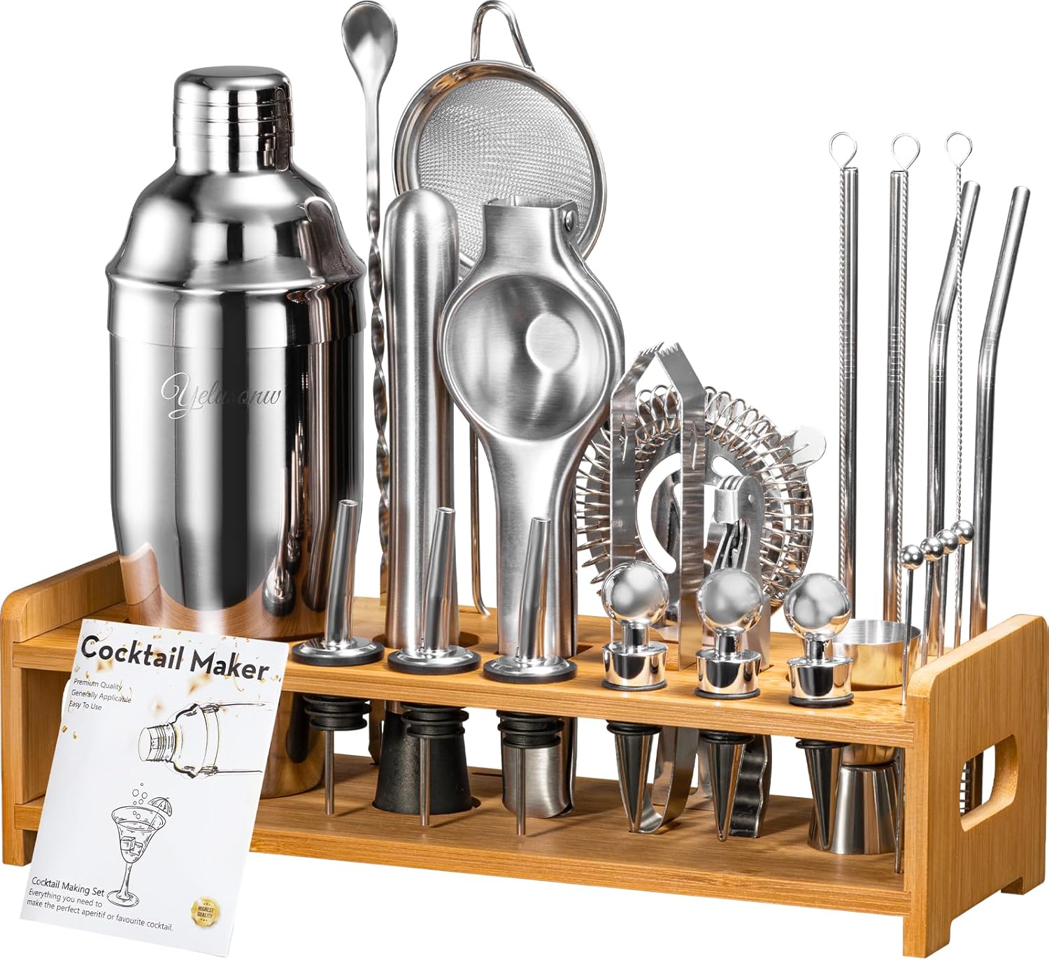 26-Piece Cocktail Shaker Set for Home Bartending Enthusiasts