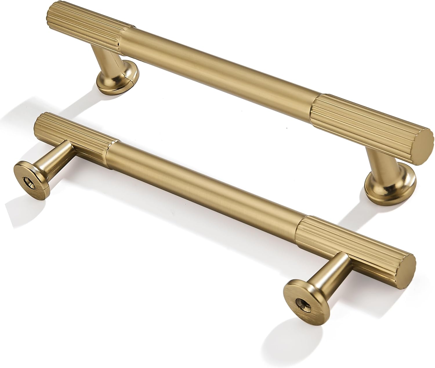 10-Pack 5 Inch Hole Center Brushed Brass Cabinet Pulls for Home