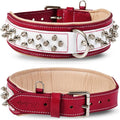 Genuine Leather Spike Dog Collar by Leatherific - Heavy Duty Comfort