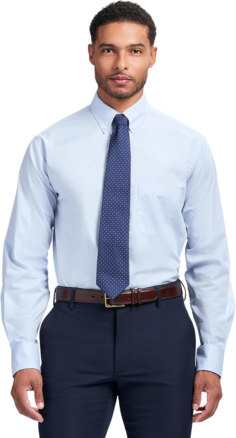 IZOD Men's Dress Shirt Regular Fit Long Sleeve Wrinkle Free Style