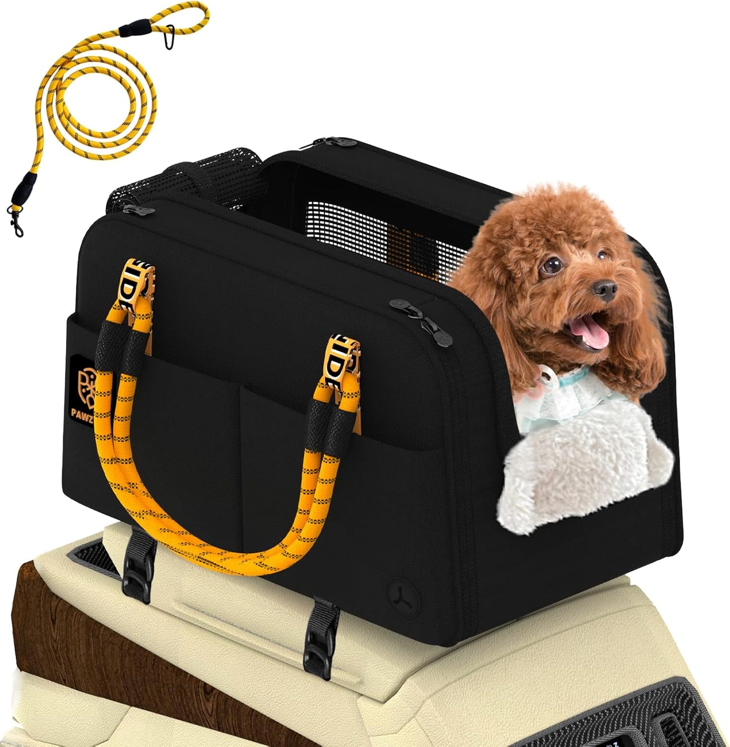 PAWZIDEA Center Console Dog Car Seat for Small Pets Up to 12lbs