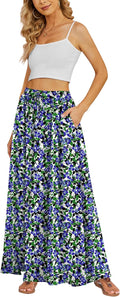 Yincro Women's Flowy Maxi Skirt with Pockets for Summer Fun