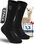 Alpaca Wool Boot Socks 2 Pairs for Men and Women - Heavyweight Warmth