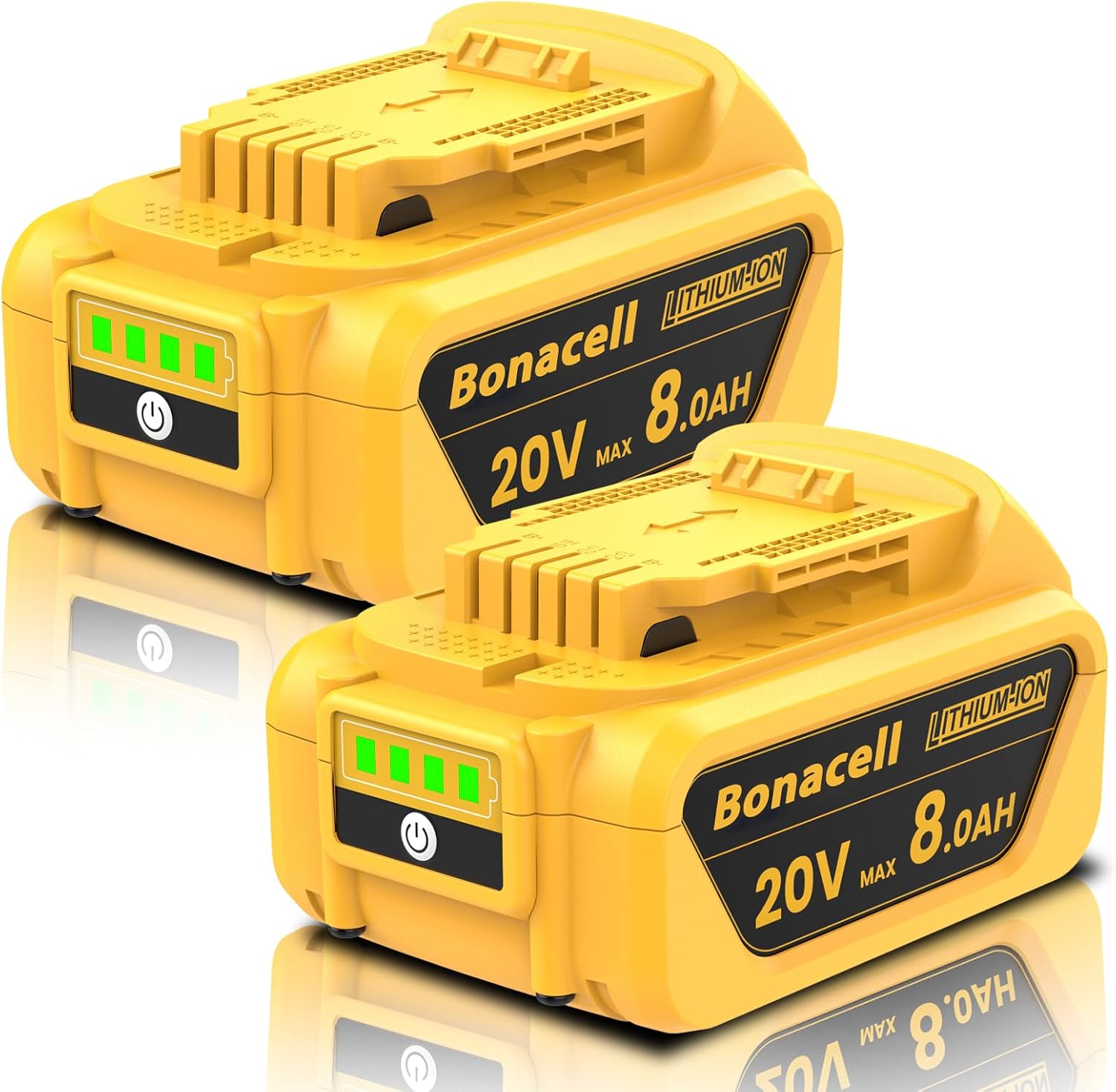 Bonacell 2Pack 8.0Ah Replacement Battery for Dewalt 20V Tools