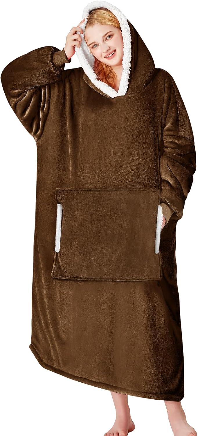 Yescool Wearable Blanket Hoodie - Cozy Sherpa Fleece for All