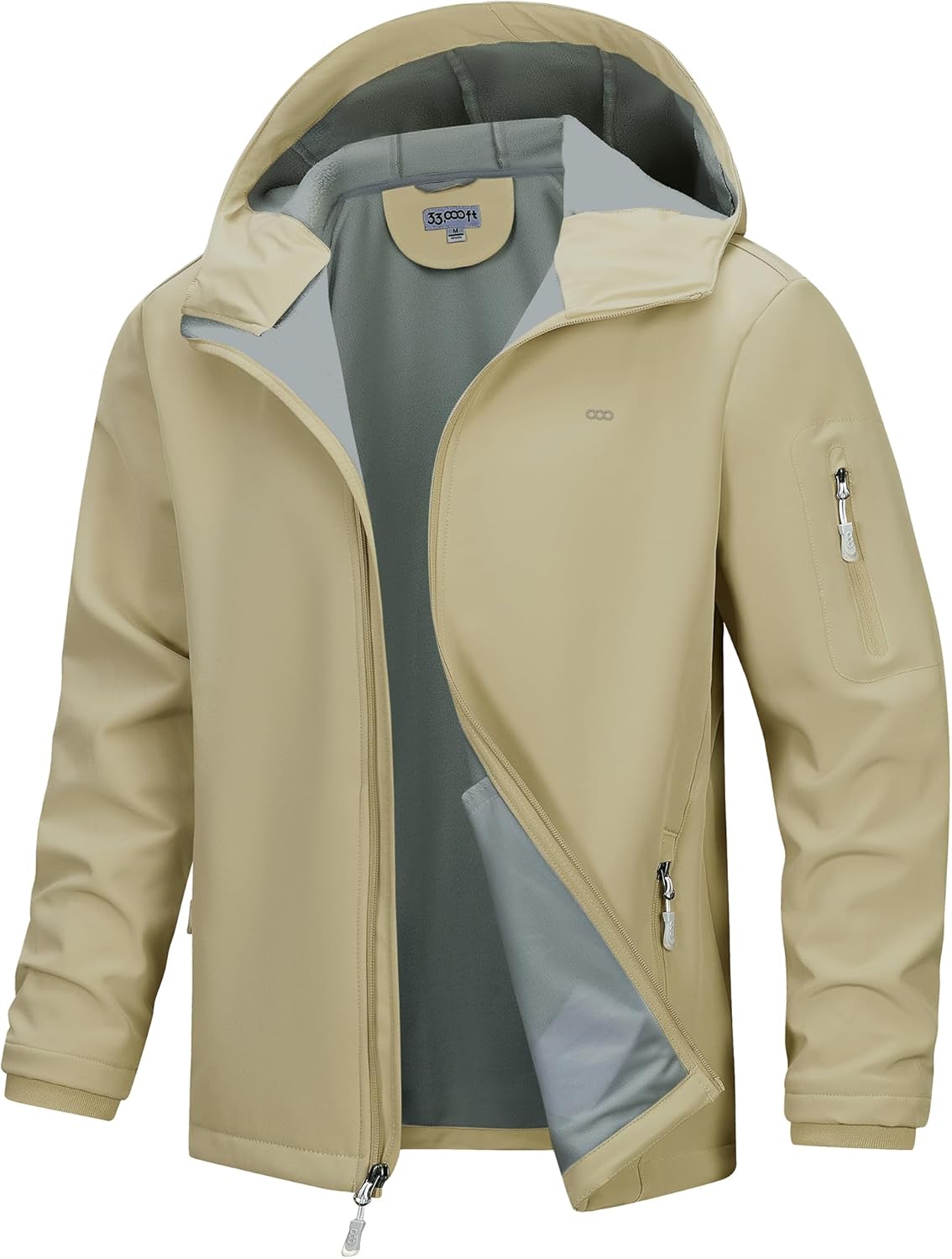 33,000ft Men's Hooded Softshell Jacket for All Weather Use