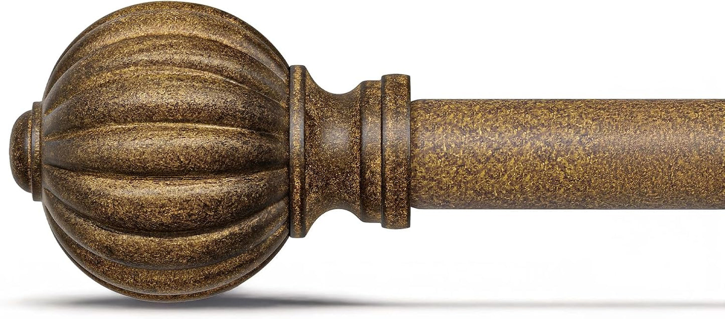 Antiqued Bronze Curtain Rods for Windows 72 to 144 Inch