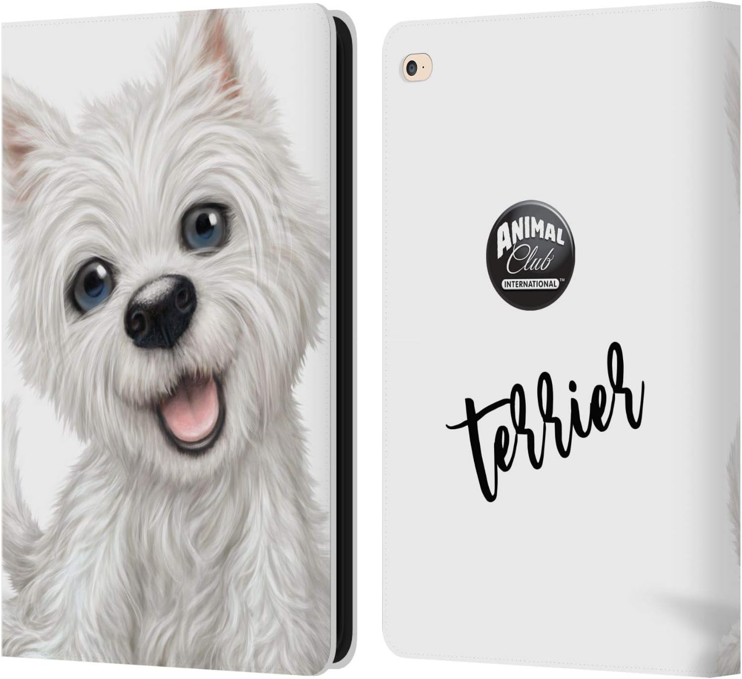 Animal Club International Terrier Faces Leather Wallet Case for iPad