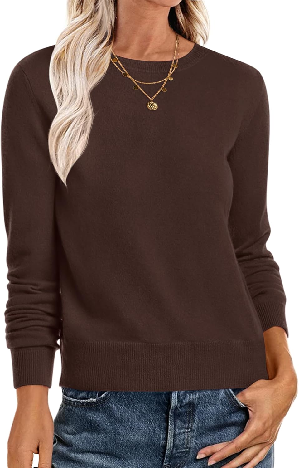 ANRABESS Women's Long Sleeve Crewneck Classic Pullover Sweater