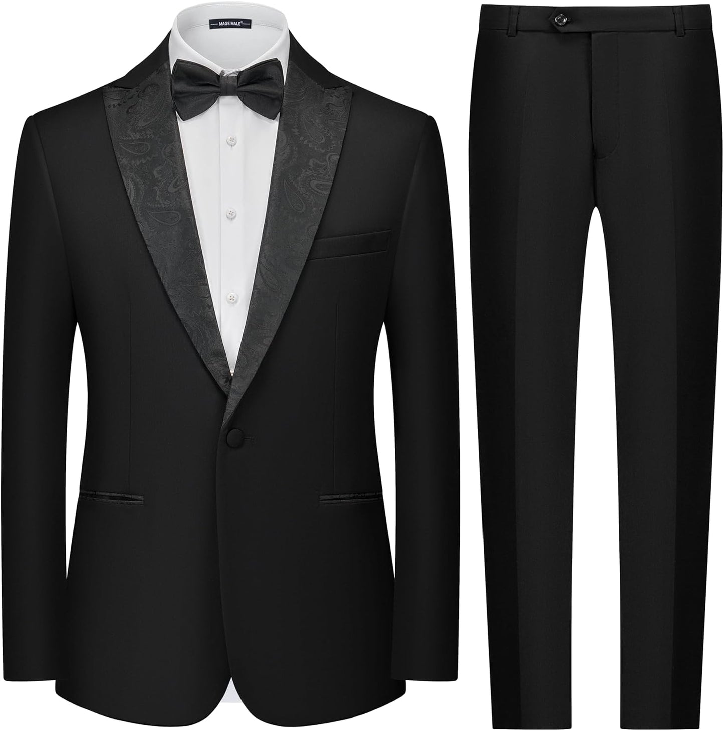 MAGE MALE Men's 2 Piece Slim Fit Tuxedo Suit for Weddings