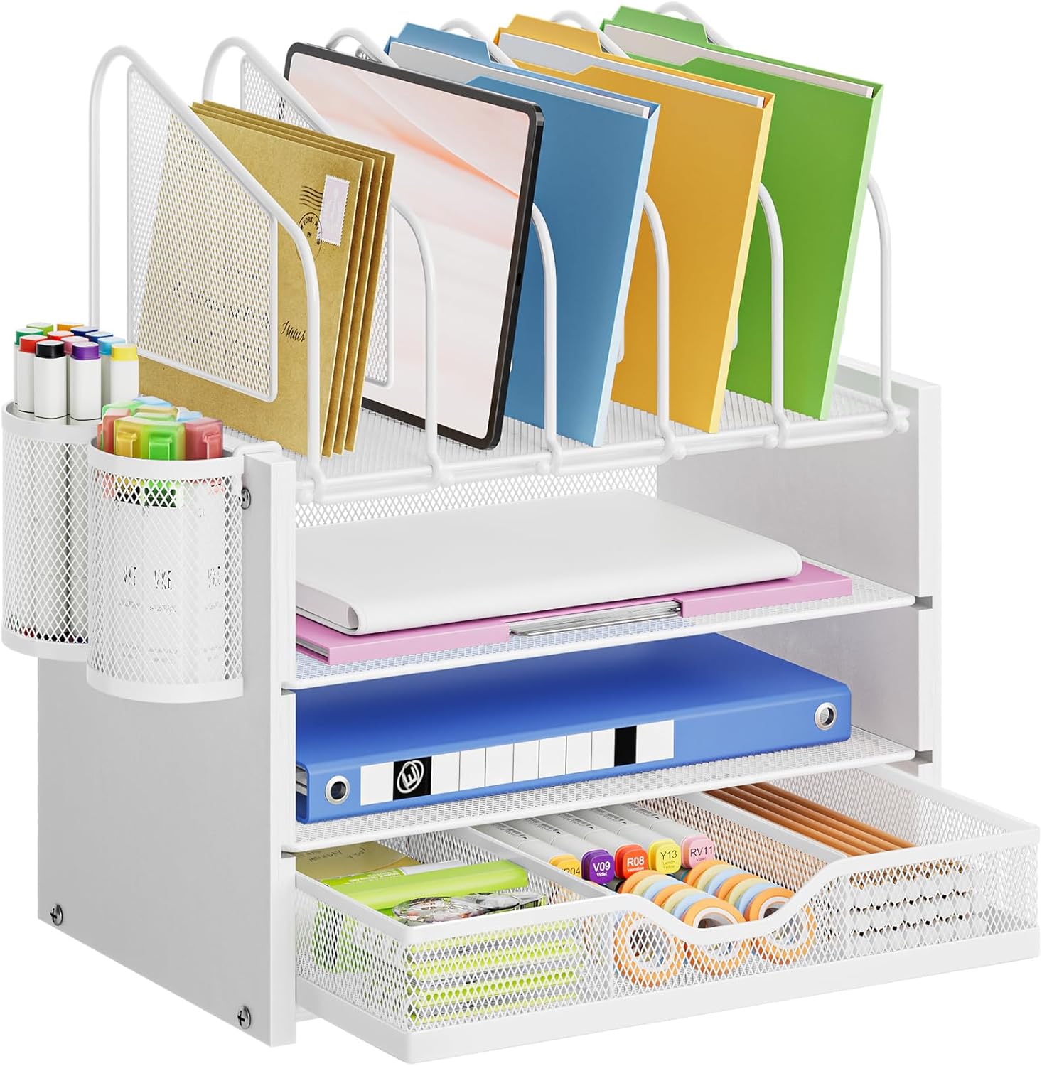 Multifunctional Desk Organizer with Drawer for Home Office Use