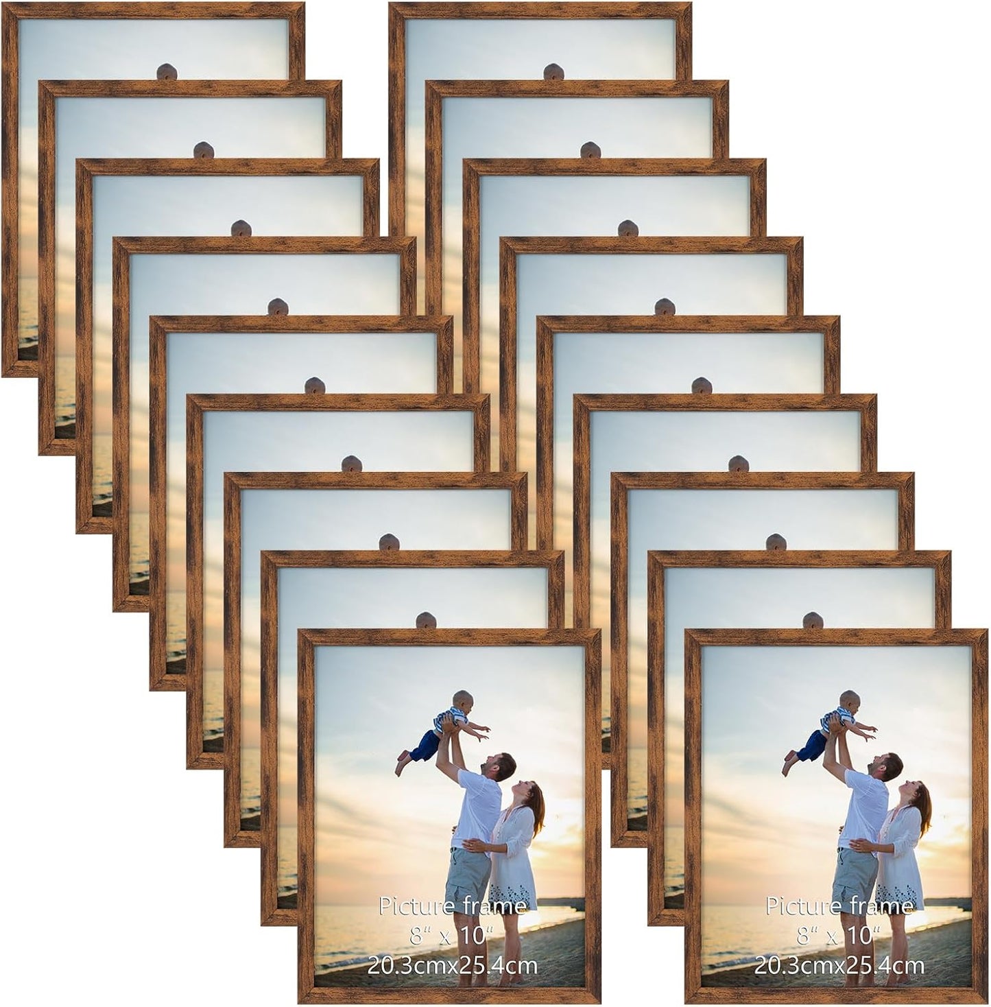 18 Packs 8x10 Rustic Brown Multi Plastic Picture Frames Set