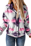 Womens Fleece Jacket Western Aztec Print Snap Shacket - Cozy Layer