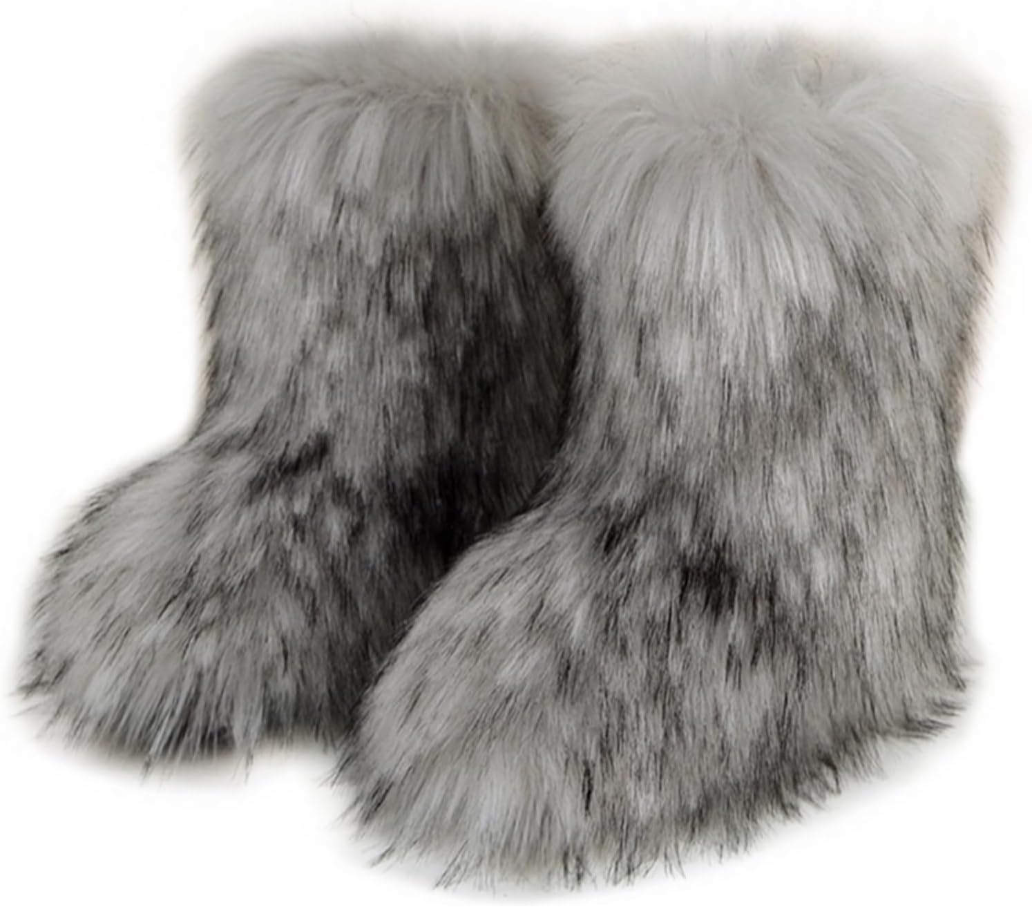Furry Faux Fur Boots for Women - Warm Mid Calf Snow Booties