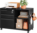 3 Drawer File Cabinet with Lock Mobile Lateral Filing Cabinet