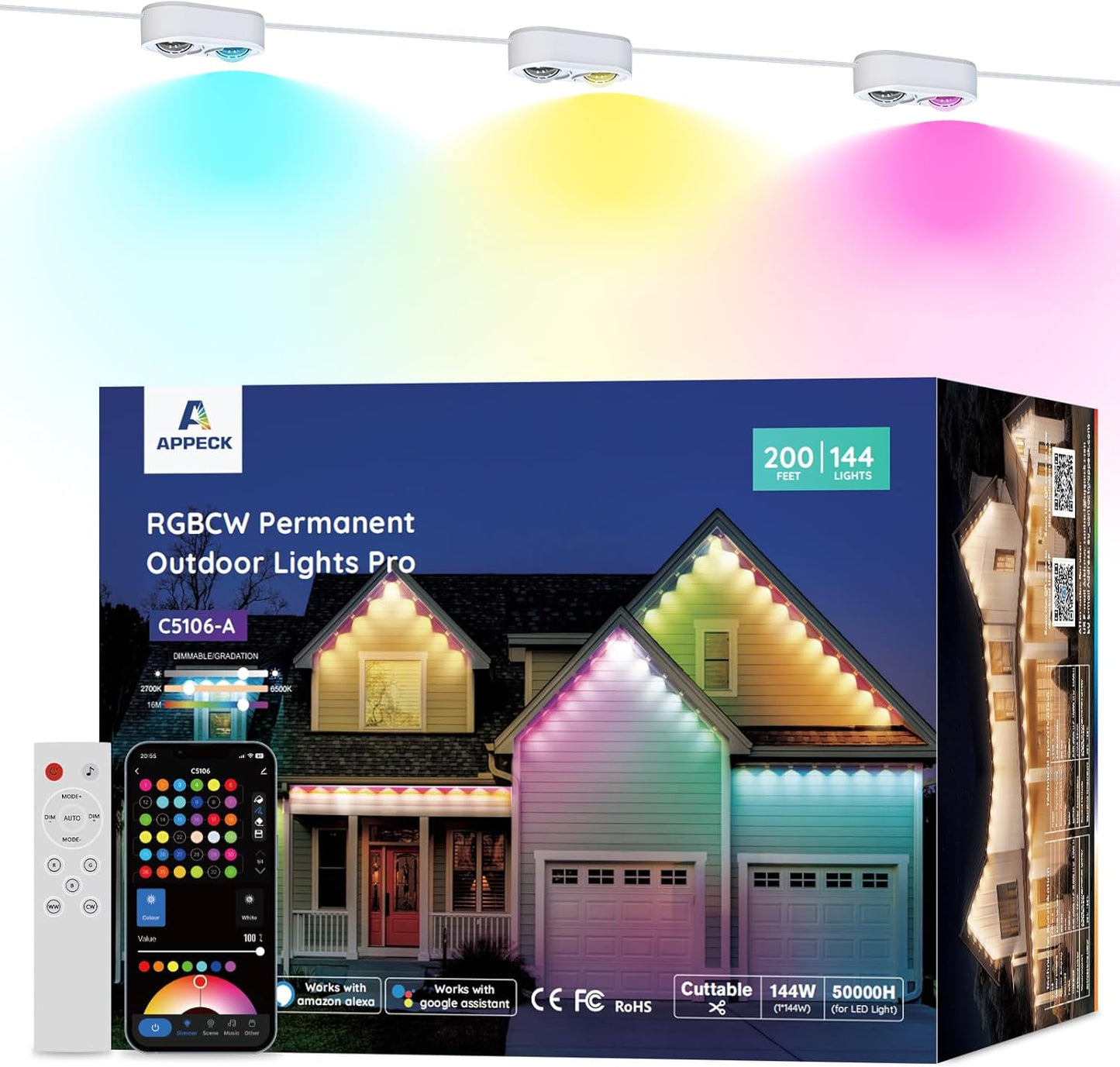 APPECK Permanent Outdoor Lights Pro 200ft for Vibrant Lighting