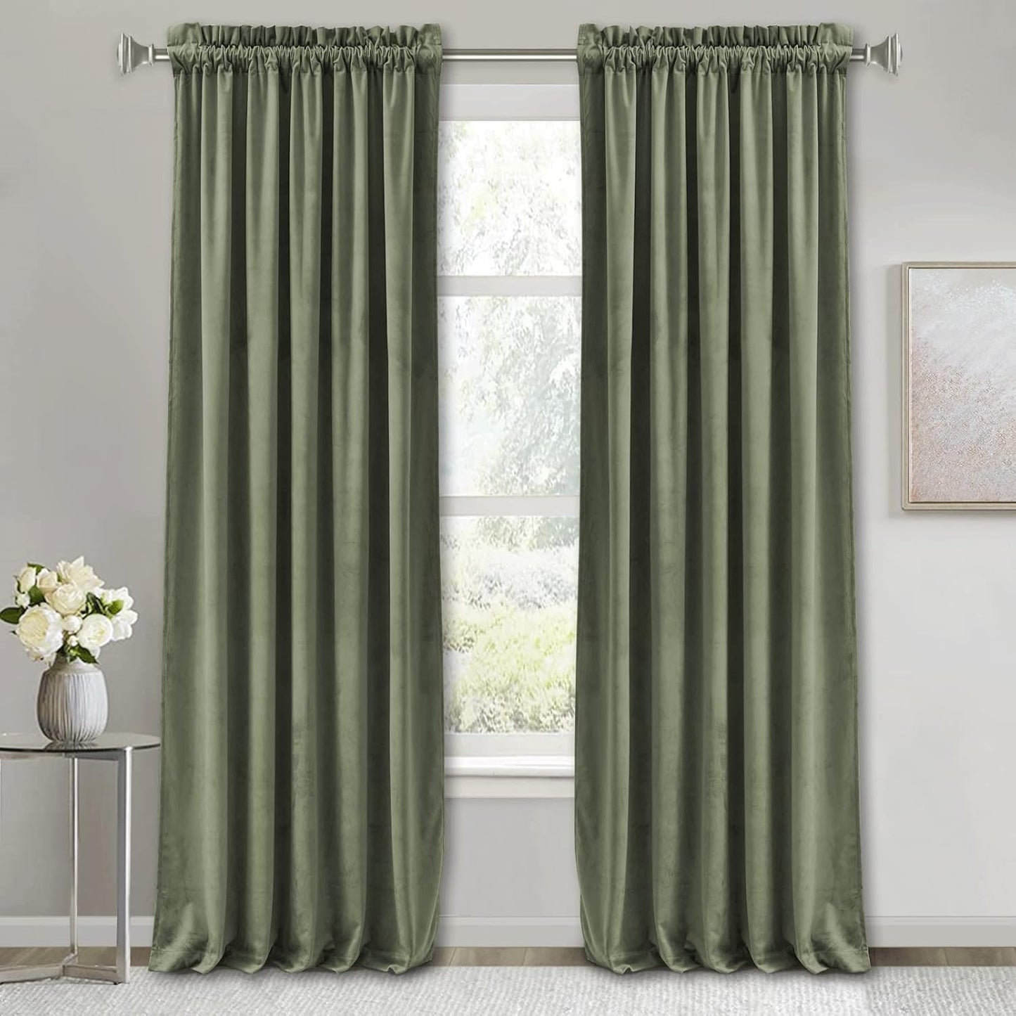 RYB HOME Velvet Curtains 102 inches for Bedroom and Living Room