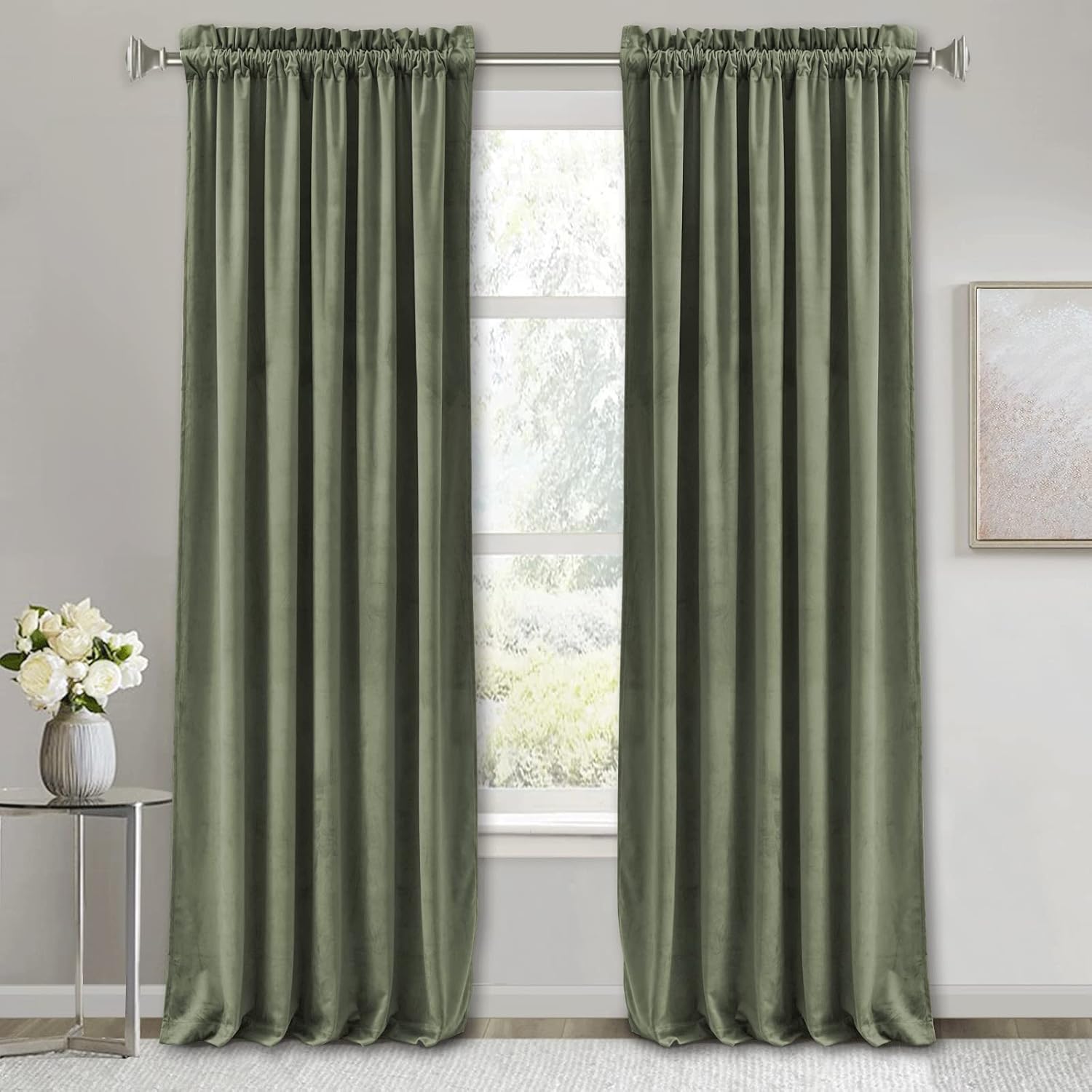 RYB HOME Velvet Curtains 102 inches for Bedroom and Living Room