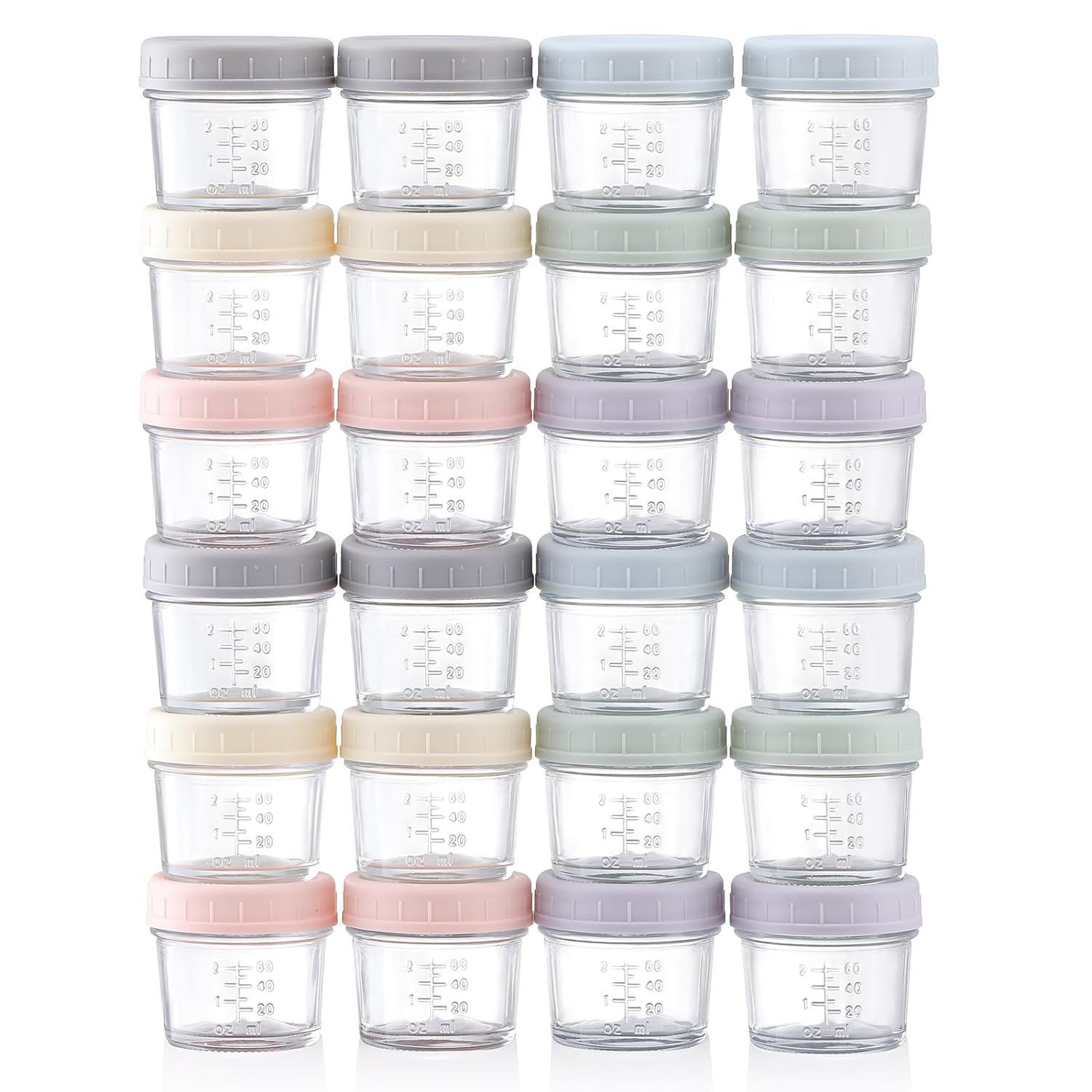 VITEVER 24-Pack Glass Baby Food Storage Containers - Easy Meal Prep