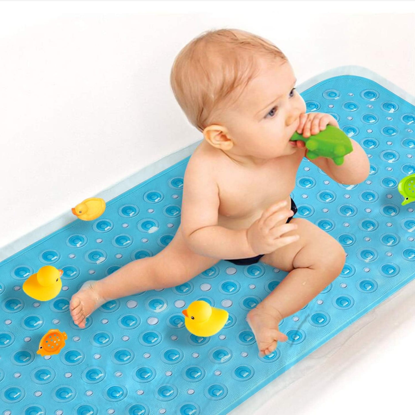 Non-Slip 40x16 Baby Bath Mat - Big Suction Cups, Machine Washable, Eco-Friendly