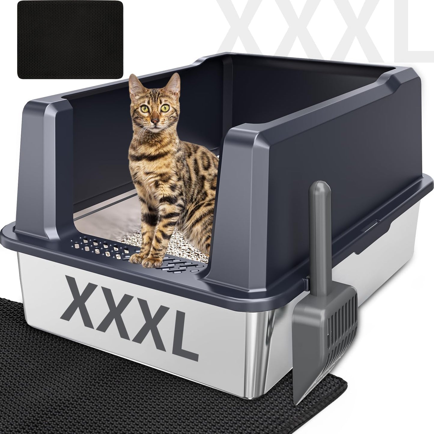 XXXL Extra Large Stainless Steel Litter Box for Large Cats