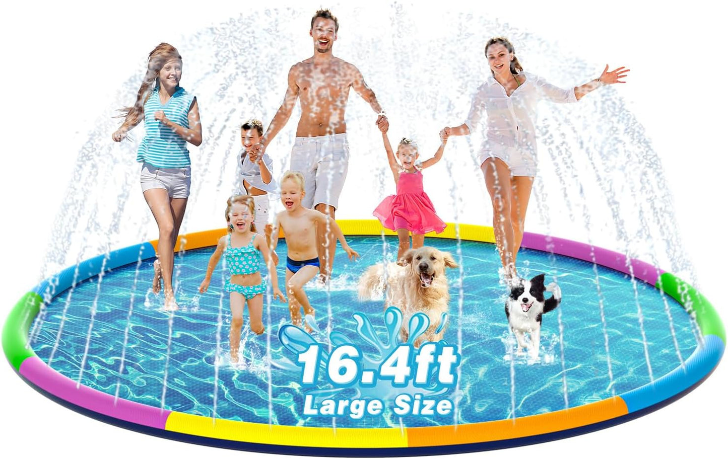 EPN Splash Pad 16.4FT Extra Large Sprinkler Play Mat for Kids