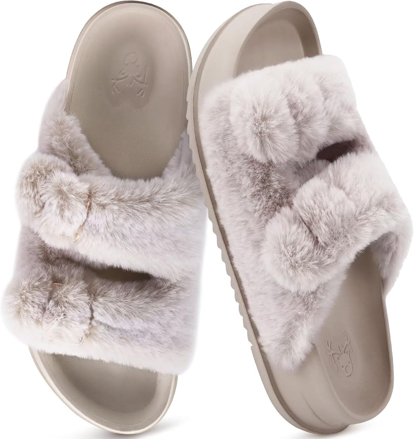 KuaiLu Women's Fluff Slippers with Arch Support for Comfort