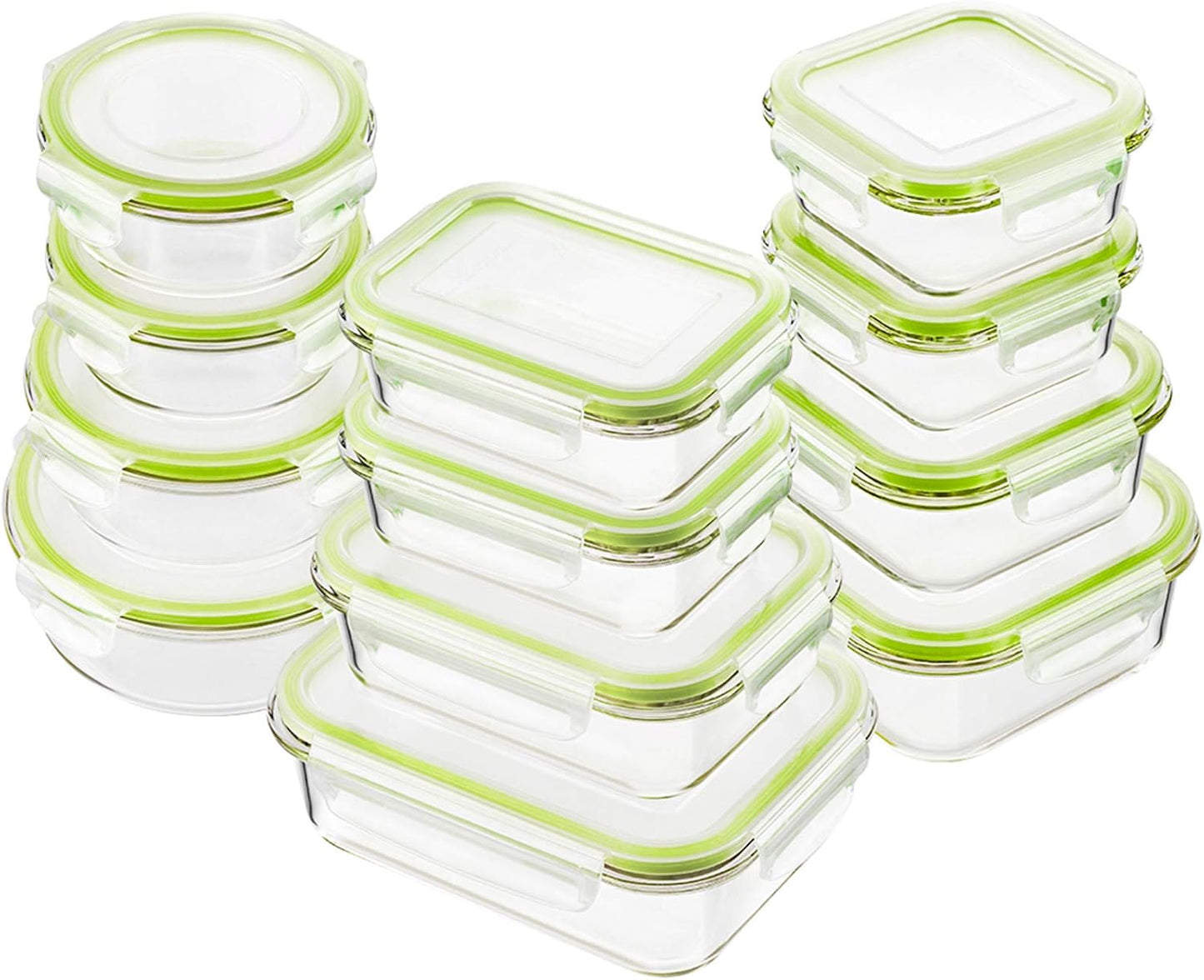 Bayco Glass Food Storage Containers - 24 Piece Set for Meal Prep