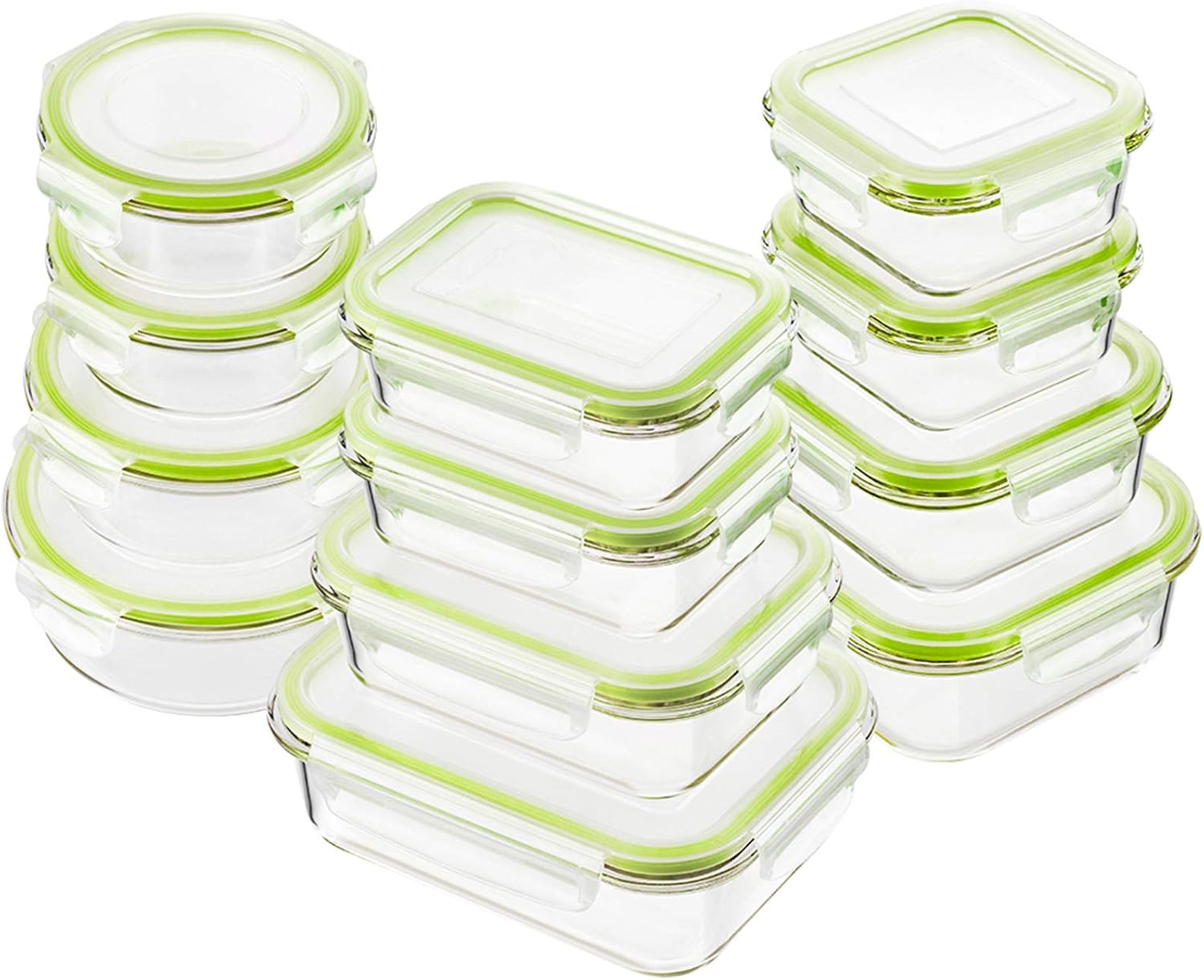 Bayco Glass Food Storage Containers - 24 Piece Set for Meal Prep