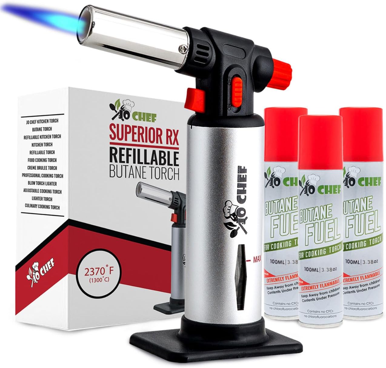 Refillable Butane Torch for Kitchen and Grill by Jo Chef