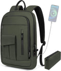 Slim Business Backpack for Men 17.3in Laptop - Green