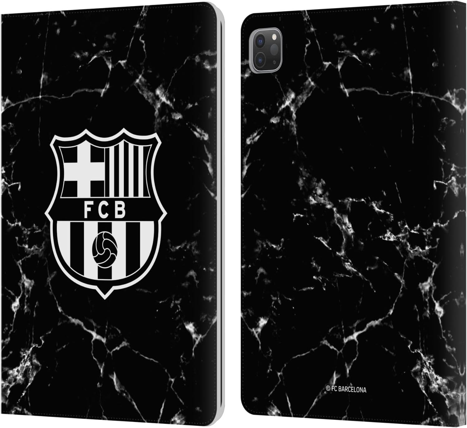 FC Barcelona Black Marble Crest Leather Wallet Case for iPad Pro
