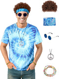 Hippie Costume for Men with Tie Dye Shirt and Accessories Set