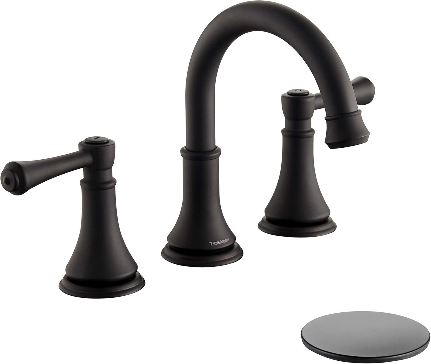 Matte Black 8 inch Widespread Bathroom Sink Faucet with Drain