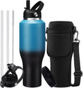 Insulated Water-Bottle 40oz with Sleeve - Cup-Holder Friendly Flask