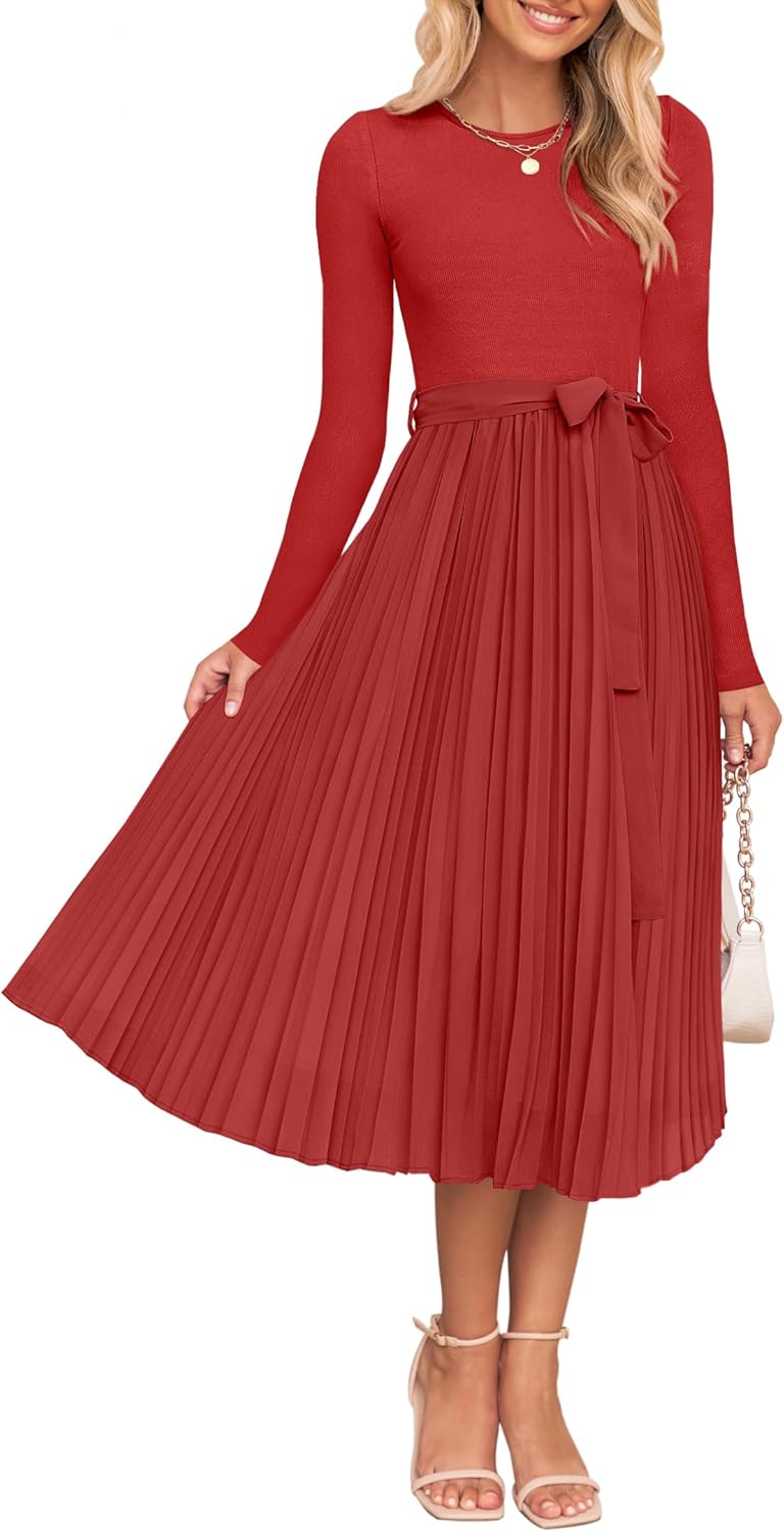 ZESICA Women's Fall Long Sleeve Midi Dress for Every Occasion