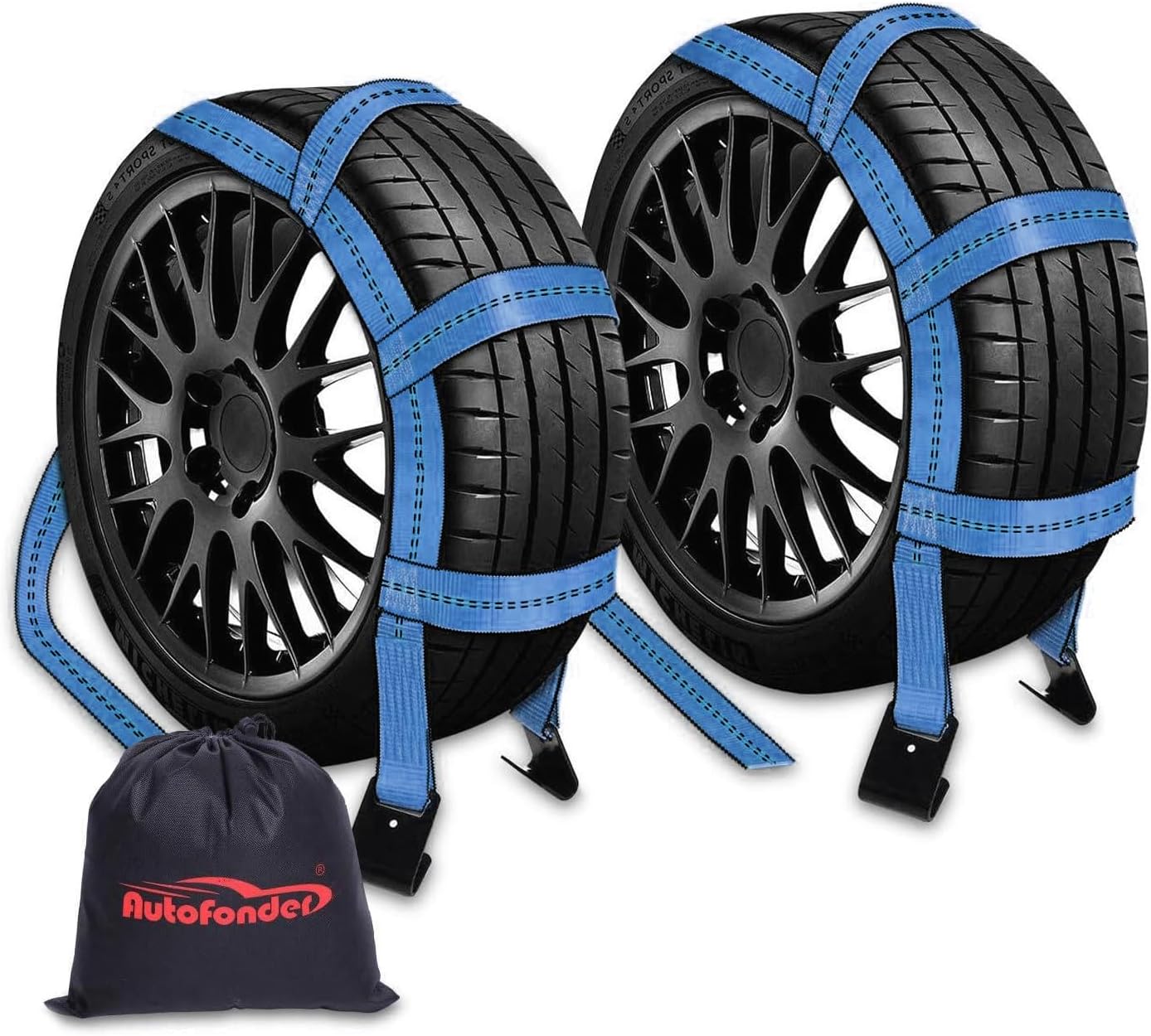2Pc Tow Dolly Basket Straps for 14in-17in Tires - 10,000 lbs Strength