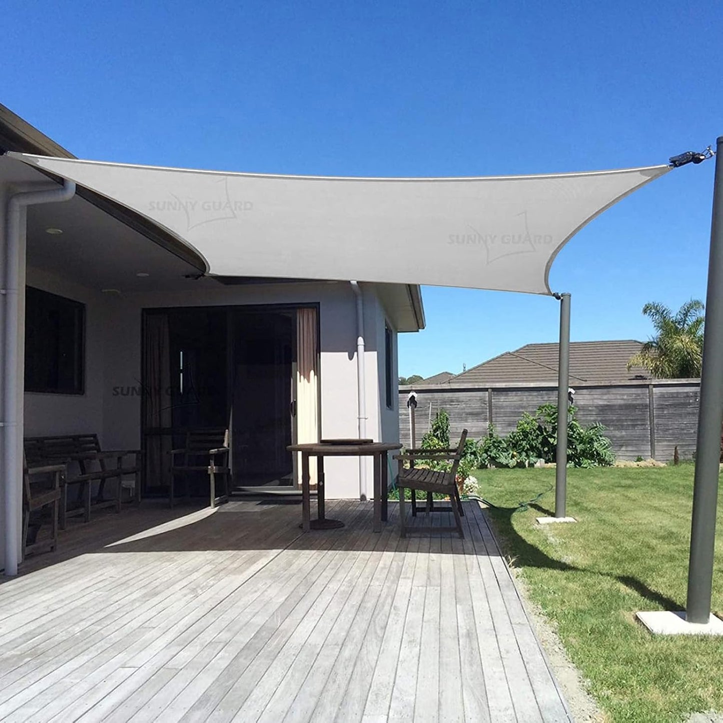 Custom Size Light Grey Sun Shade Sail for Backyard and Garden