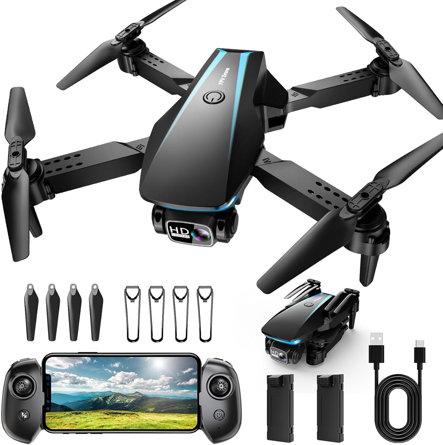1080P HD Mini Drone: Stable Hover, Auto-Follow, Gravity Control