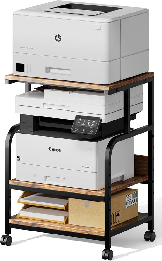Rolling Printer Cart with Adjustable Shelf
