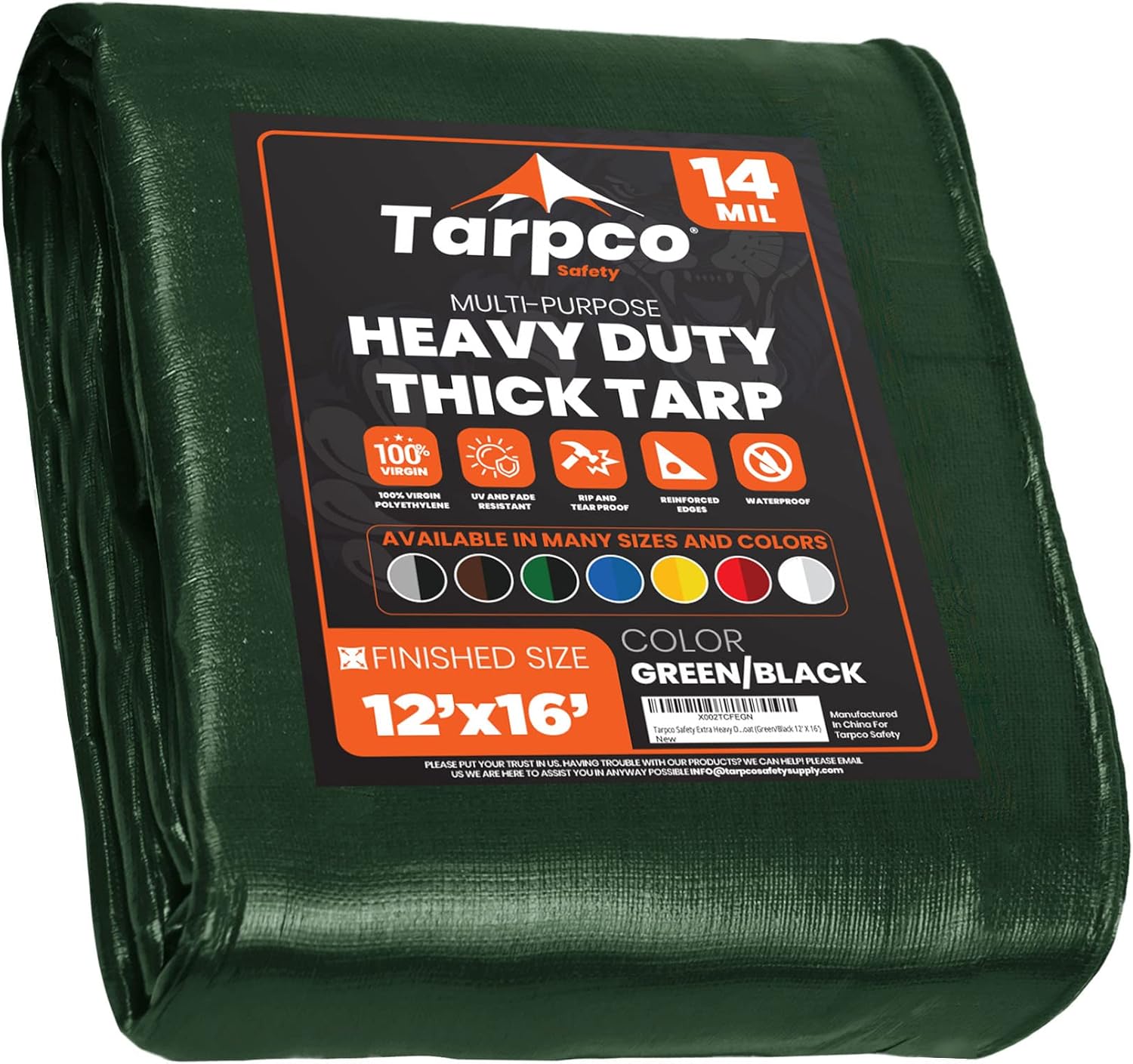 Tarpco Safety Extra Heavy Duty 14 Mil Tarp Cover for All Uses