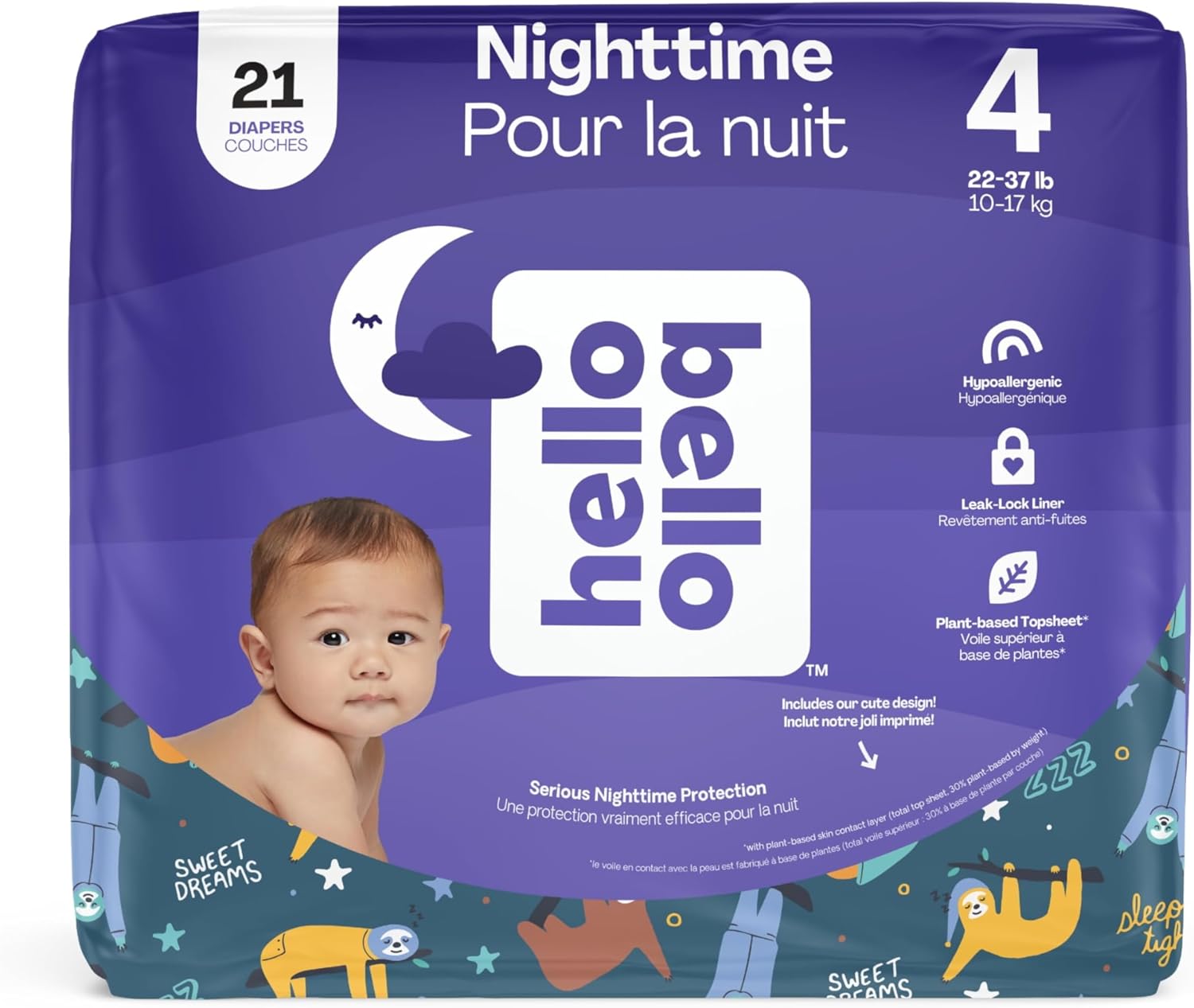 Hello Bello Size 4 Nighttime Diapers - Ultra Absorbent for Extended Protection