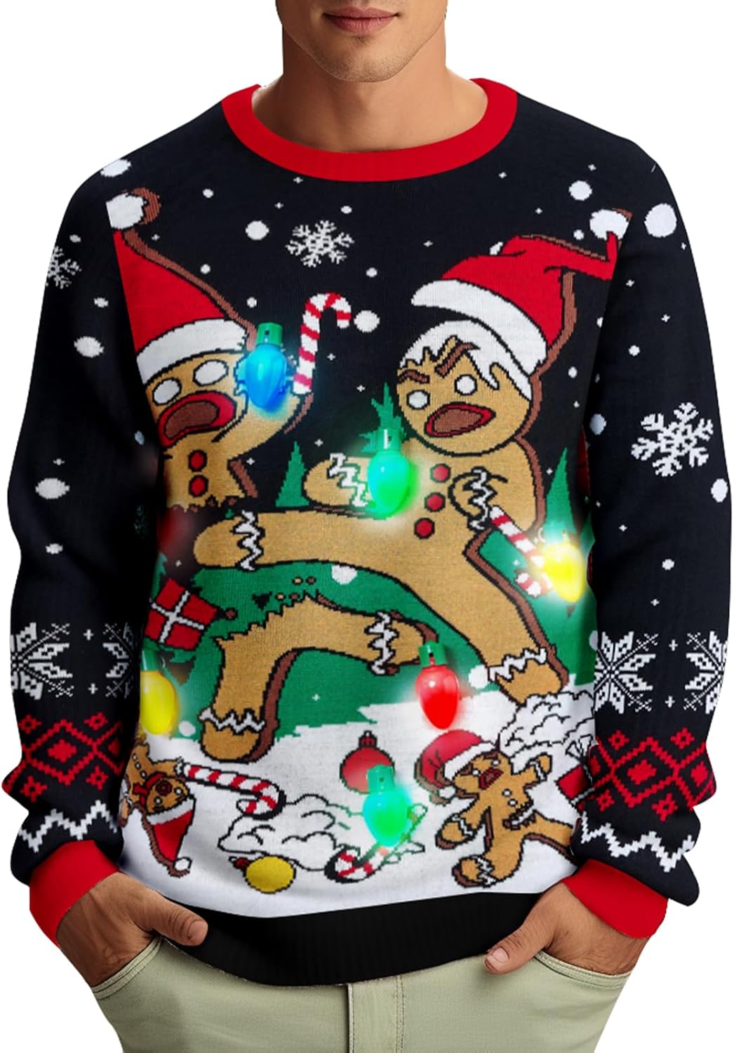 Light Up Ugly Christmas Sweater for Men and Women with LED
