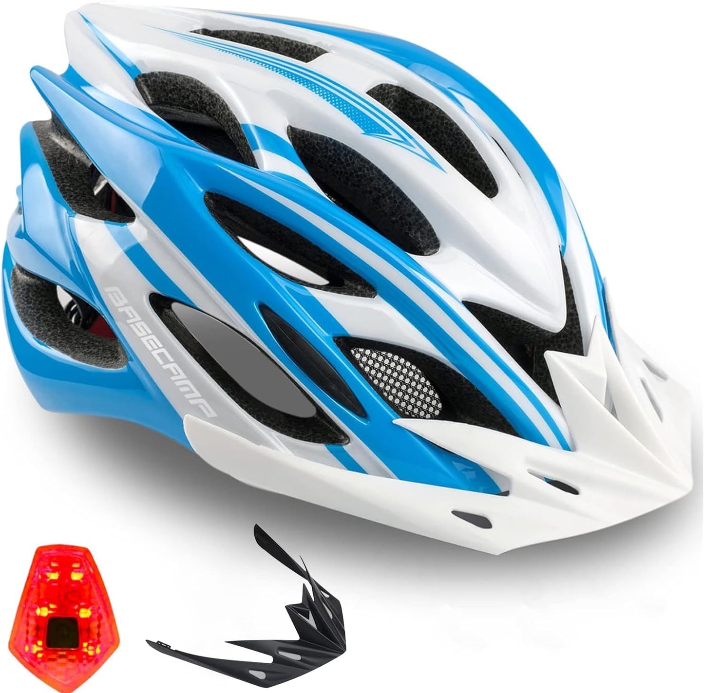 Basecamp Bike Helmet for Safety with LED Light and Visor