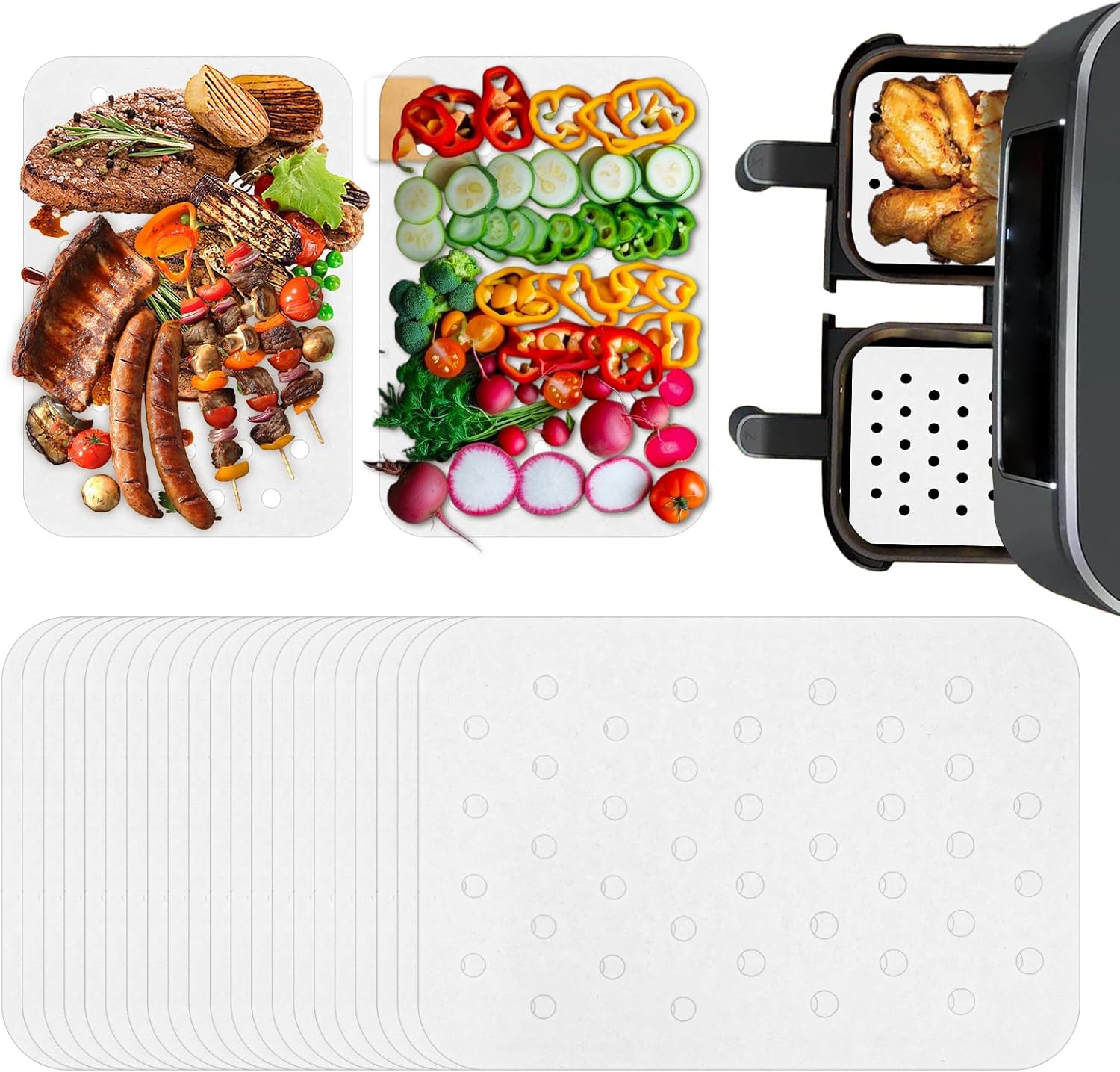 AOZUO 100pcs 8.1x5.6in Air Fryer Parchment Paper - Easy Cooking Cleanup