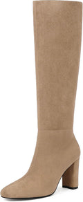 Knee High Chunky Heel Boots for Women - 3.35in Comfortable Lift