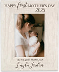 Personalized First Mother's Day Picture Frame - Rustic White or Black