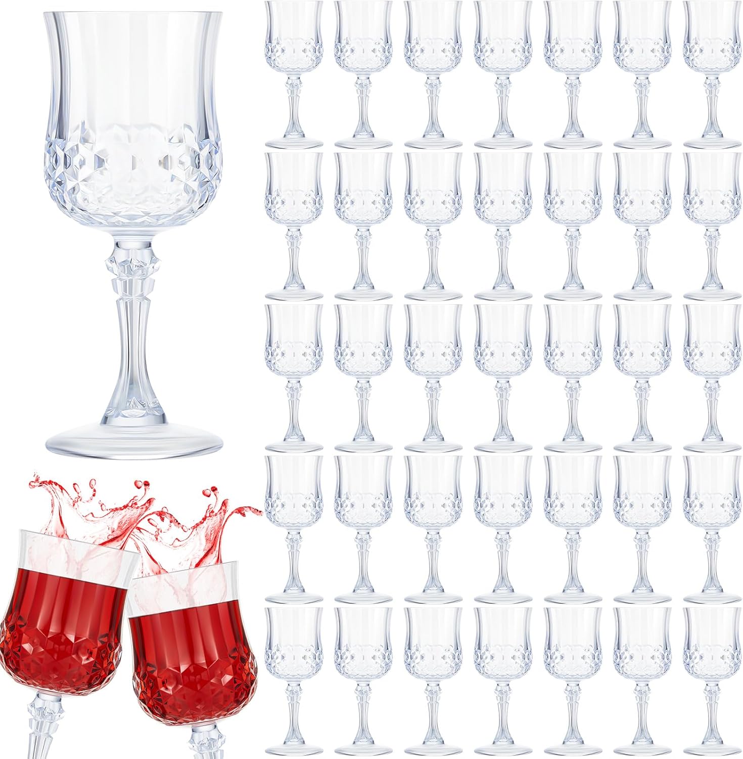 Vintage Plastic Wine Glasses for Parties and Celebrations