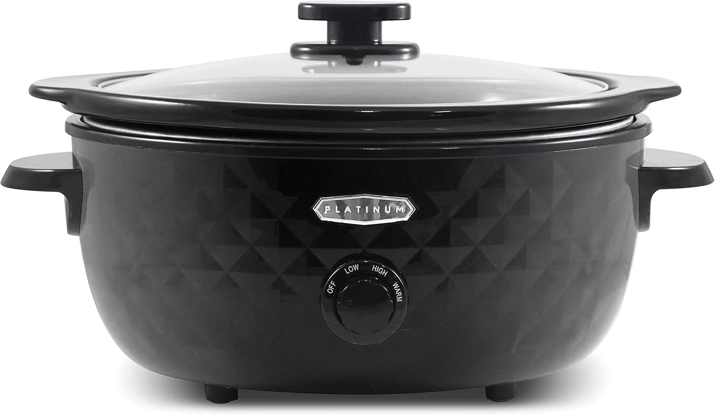 Elite Gourmet 6 Quart Slow Cooker with Diamond Pattern Design