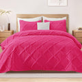 Exclusivo Mezcla King Quilt Set - Soft Hot Pink Striped King Coverlet